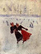 Jean Beraud Women skating oil